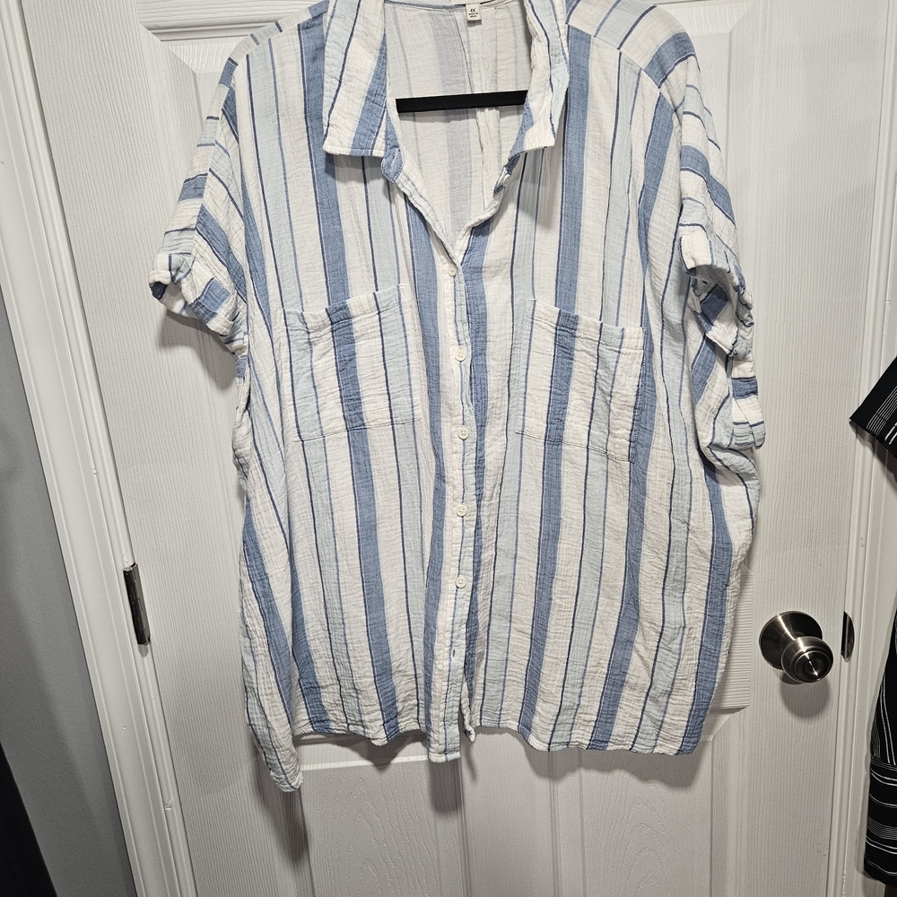 Wonderly Blue and White Striped Shirt